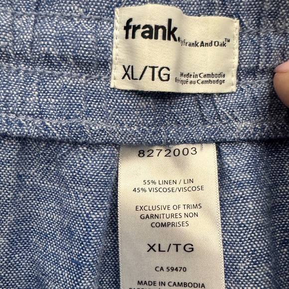 Frank & Oak Linen Blend Shorts Blue - Picture 4 of 10